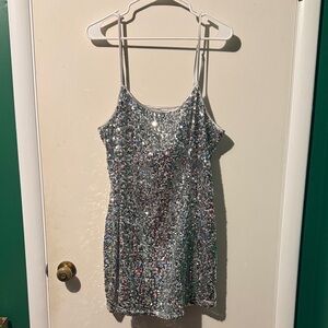 H&M Shimmering Silver Sequin Dress